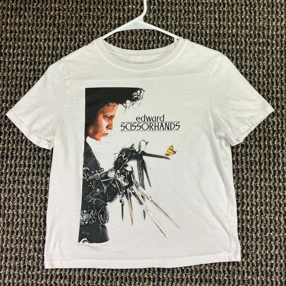 Edward Scissorhands Movie Graphic T-Shirt White Small Johnny Depp Tim Burton